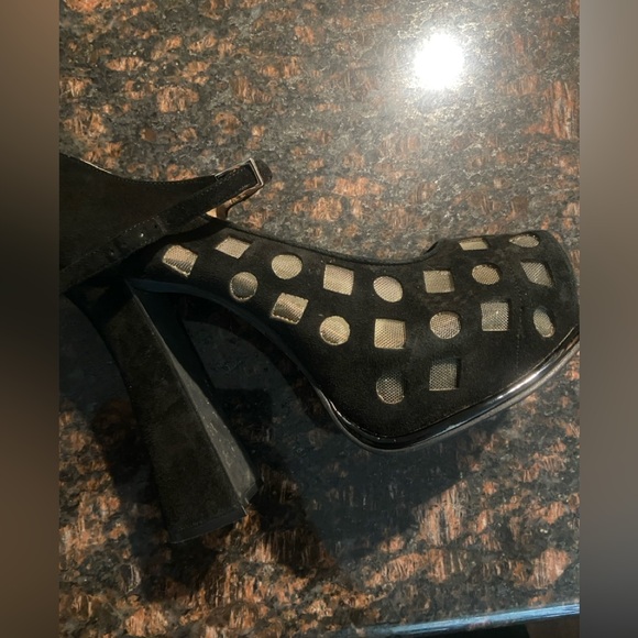 Jeffrey Campbell Ibiza Black Suede Heels with sheer mesh designs - Picture 11 of 16